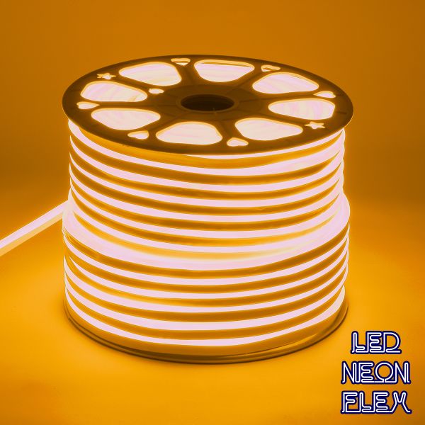GloboStar® 70576 OVALE 120° Degree Neon Flex Epistar LED SMD 2835 1m 12W/m 120LED/m 1020lm/m 120° DC 230V Αδιάβροχη IP68 Gold - Ultra Θερμό 2200K Dimmable