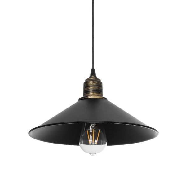 GLOBOSTAR® FERRO 203-0082 Μοντέρνο Κρεμαστό Φωτιστικό Οροφής με Ντουί 1 x E27 AC 220-240V IP20 - Μαύρο & Μπρούτζινο - Μ30 x Π30 x Υ15cm