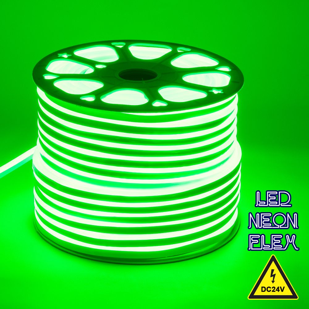 GLOBOSTAR® NEOVALE 70564 Ταινία Neon Flex LED 12W/m 600lm/m 120° DC 24V Αδιάβροχο IP65 120 x SMD2835 Chip/m Πράσινο Dimmable - Sanan SMD Chip - Μ100 x Π0.8 x Υ1.6cm - 3 Χρόνια Εγγύηση