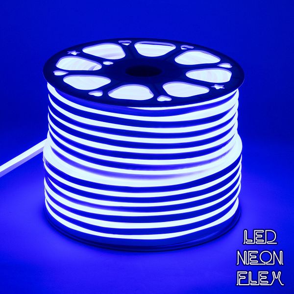 GloboStar® 70575 OVALE 120° Degree Neon Flex Epistar LED SMD 2835 1m 12W/m 120LED/m 840lm/m 120° DC 230V Αδιάβροχη IP68 Μπλε Dimmable