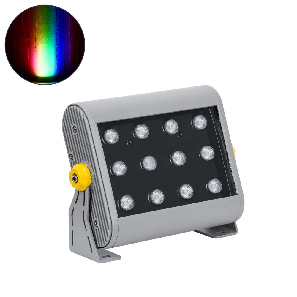 GLOBOSTAR® FLOODHENA 90641 Προβολέας Σποτ Wall Washer LED 24W 1920lm 30° DC 24V Αδιάβροχο IP65 Πολύχρωμο RGB Dimmable DMX512 - Bridgelux SMD Chip - Γκρι Ανθρακί - Μ22.5 x Π6 x Υ16.5cm - 3 Χρόνια Εγγύηση