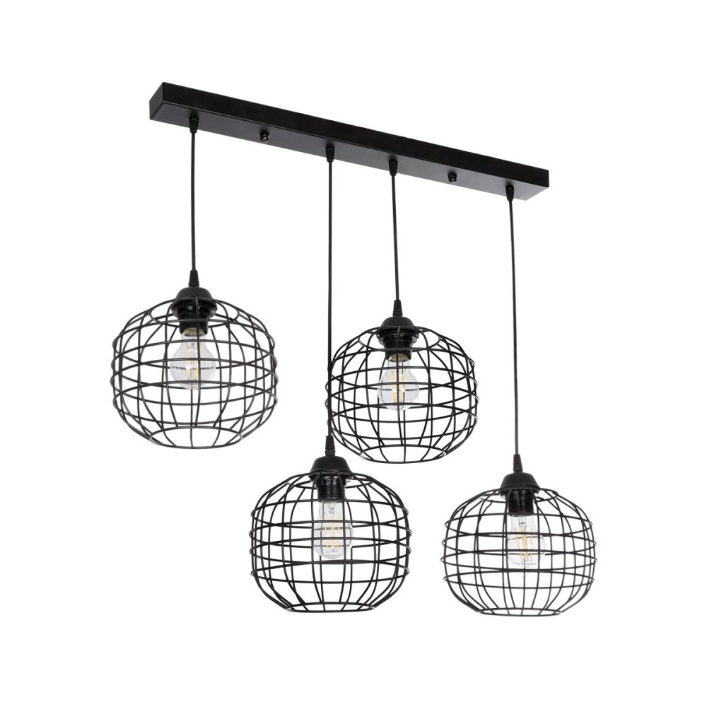 GLOBOSTAR® PULSAR 201-0103 Vintage Κρεμαστό Φωτιστικό Οροφής με Ντουί 4 x E27 AC 220-240V IP20 - Μαύρο - Μ80 x Π22 x Υ46cm
