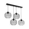GLOBOSTAR® PULSAR 201-0103 Vintage Κρεμαστό Φωτιστικό Οροφής με Ντουί 4 x E27 AC 220-240V IP20 - Μαύρο - Μ80 x Π22 x Υ46cm
