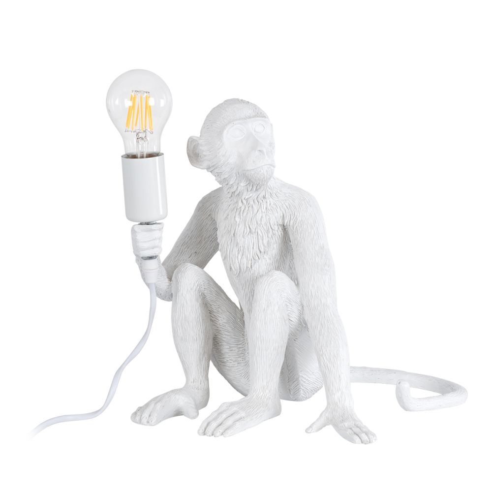 GLOBOSTAR® APES 01808 Μοντέρνο Επιτραπέζιο Φωτιστικό Πορτατίφ με Ντουί 1 x E27 AC 220-240V IP20 - Λευκό - Μ30 x Π27 x Υ30cm