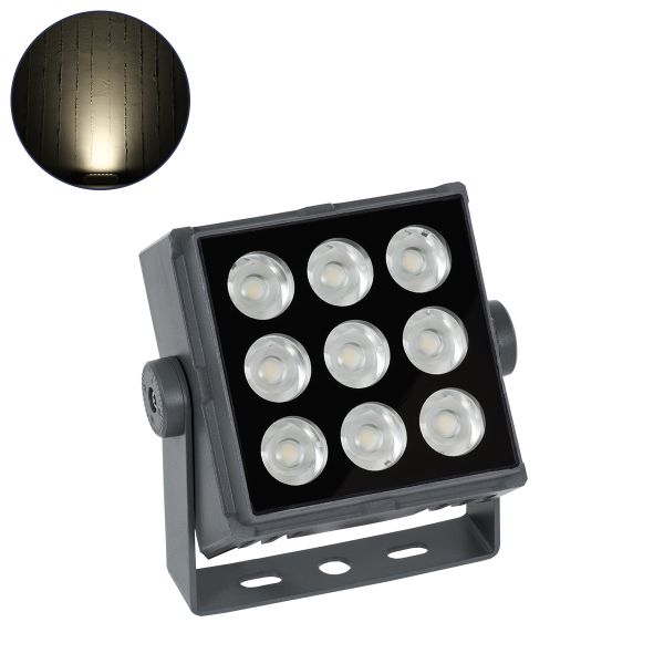 GloboStar® FLOOD-TINY 90369 Προβολέας Wall Washer για Φωτισμό Κτιρίων LED 27W 2565lm 3° DC 24V Αδιάβροχο IP65 L13.8 x W16.4 x H7cm Φυσικό Λευκό 4500K - Γκρι Ανθρακί - 3 Years Warranty