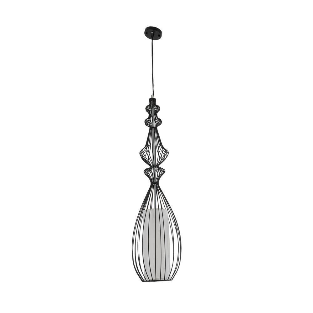 GLOBOSTAR® LILY 01561 Vintage Κρεμαστό Φωτιστικό Οροφής με Ντουί 1 x E27 AC 220-240V IP20 - Μαύρο & Λευκό - Μ20 x Π20 x Υ90cm