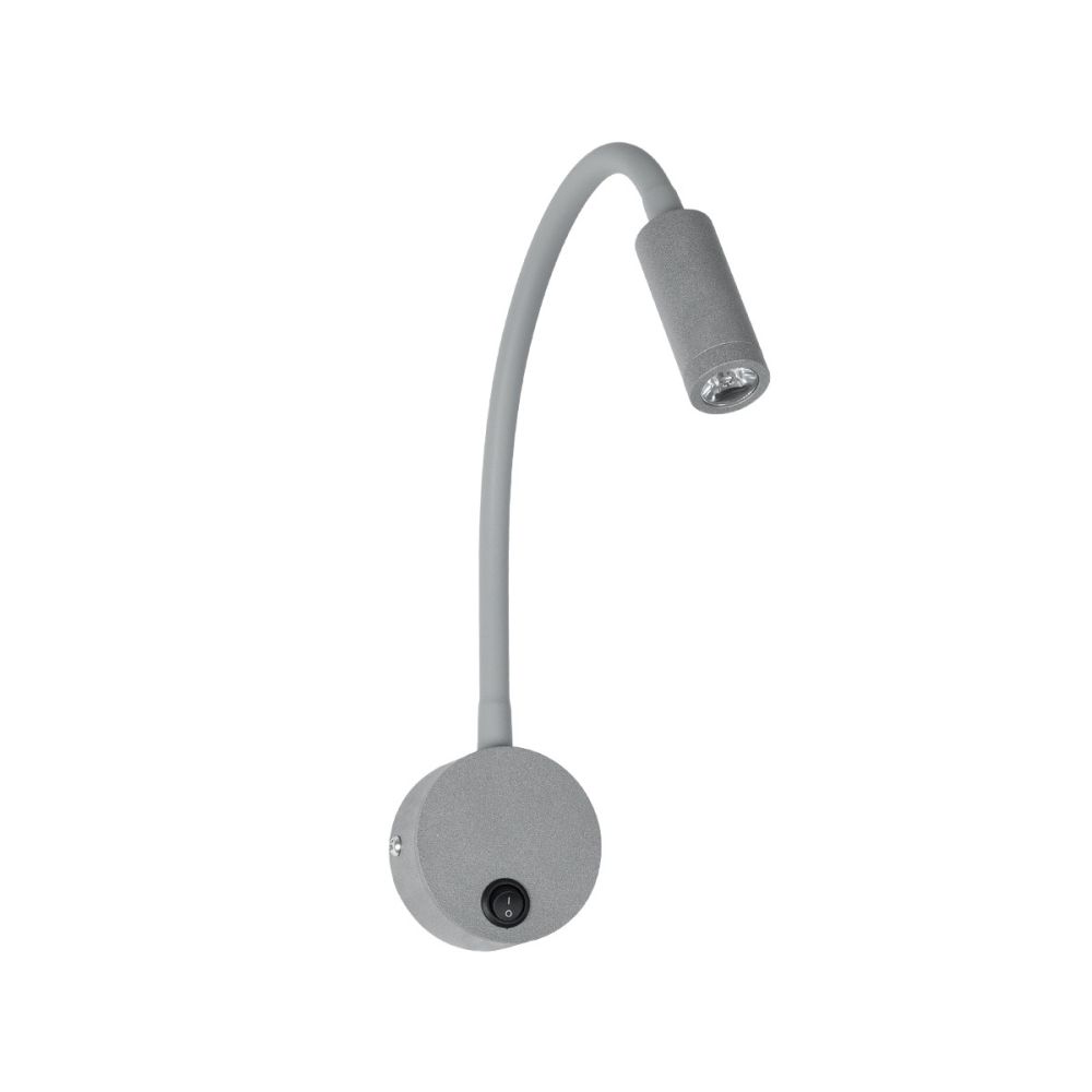 GLOBOSTAR® GOOSE 61689 Μοντέρνο Φωτιστικό Τοίχου - Απλίκα Ξενοδοχείου Reading Light LED 3W 300lm 36° AC 220-240V IP20 Θερμό Λευκό 2700K - CREE XPE Chip & TÜV SÜD Driver - Γκρι Ανθρακί Ματ - Μ6.5 x Π15 x Υ24.5cm - 3 Χρόνια Εγγύηση