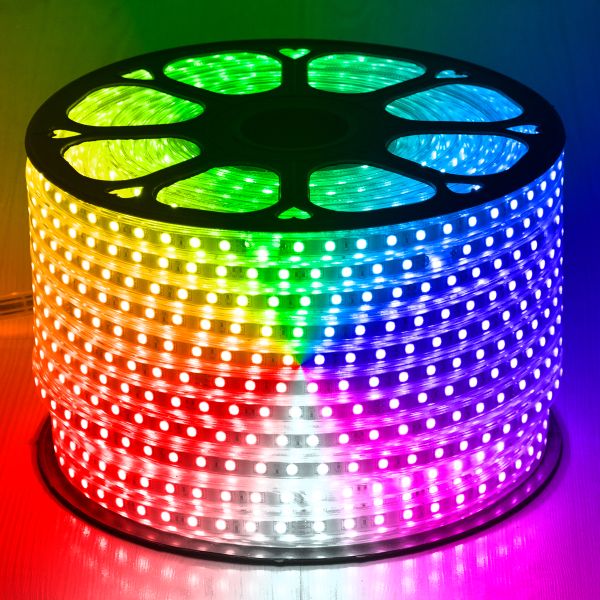 GLOBOSTAR® EPISLIM 70507 Ταινία LED 12W/m 960lm/m 120° DC 220-240V Αδιάβροχη IP65 60 x SMD5050 Chip/m Πολύχρωμο RGB Dimmable - M100 x Π1.5 x Υ0.6cm - 3 Χρόνια Εγγύηση