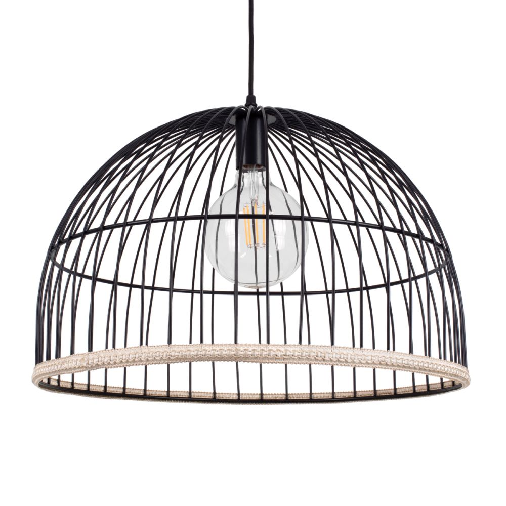 GLOBOSTAR® NEVIS 00681 Μοντέρνο Κρεμαστό Φωτιστικό Οροφής με Ντουί 1 x E27 AC 220-240V IP20 - Μαύρο & Μπεζ - Μ49 x Π49 x Υ34.5cm
