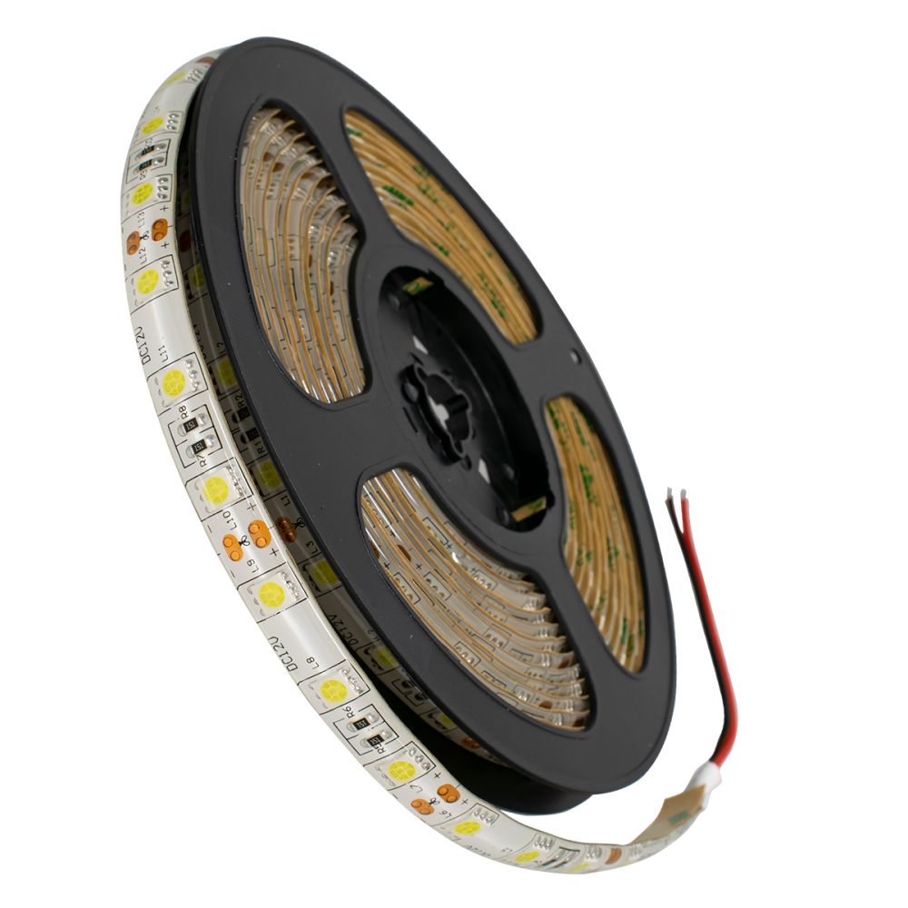 GLOBOSTAR® LUMAR 70120 Ταινία LED 14.4W/m 1440lm/m 120° DC 12V Αδιάβροχη IP65 60 x SMD5050 Chip/m Ψυχρό Λευκό 6000K Dimmable - Sanan SMD Chip - Μ500 x Π1 x Υ0.2cm - Ρολό 5 Μέτρων - 5 Χρόνια Εγγύηση
