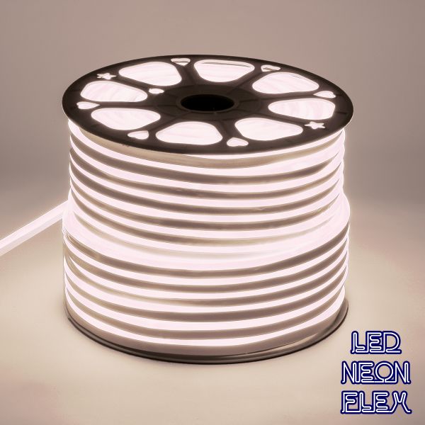 GloboStar® 70571 OVALE 120° Degree Neon Flex Epistar LED SMD 2835 1m 12W/m 120LED/m 1140lm/m 120° DC 230V Αδιάβροχη IP68 Φυσικό Λευκό 4500K Dimmable