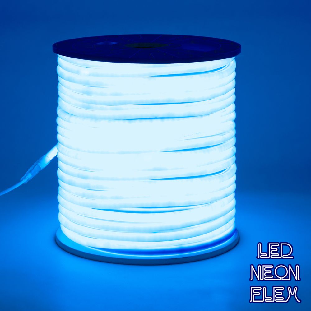 GLOBOSTAR® NEOTUBE 70595 Ταινία Neon Flex LED 12W/m 600lm/m 360° DC 220-240V Αδιάβροχο IP65 120 x SMD2835 Chip/m Μπλε Dimmable - Sanan SMD Chip - Μ100 x Π1.3 x Υ1.3cm - 3 Χρόνια Εγγύηση