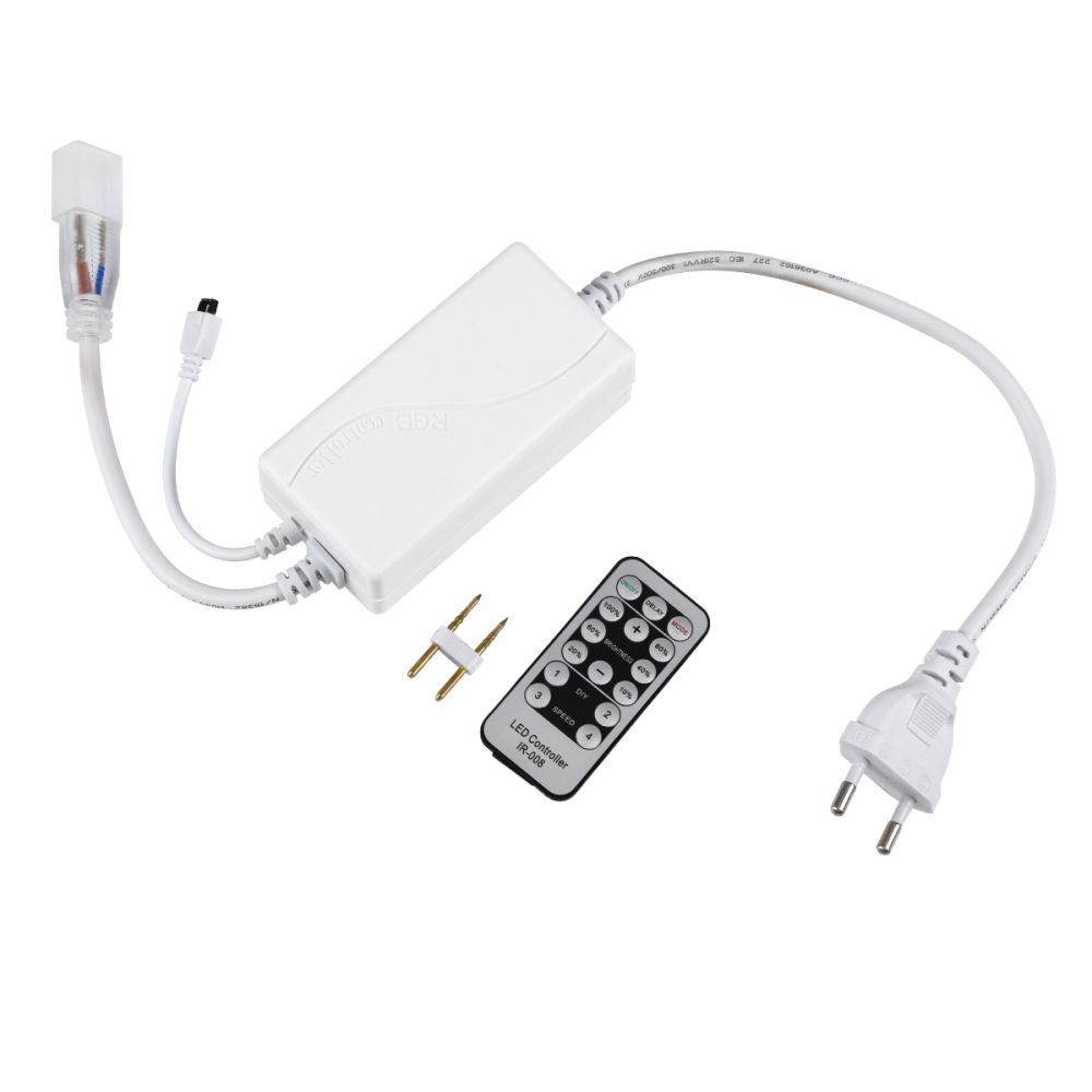 GLOBOSTAR® NEOVALE-A 70626 Dimmer / Controller με IR Ασύρματο Χειριστήριο 6A 1380W AC 220-240V σε DC 220-240V για έως 100 Μέτρα Neon Flex LED Αδιάβροχο IP44 Dimmable - Λευκό - Μ57 x 5 x Υ3.5cm - 2 Χρόνια Εγγύηση