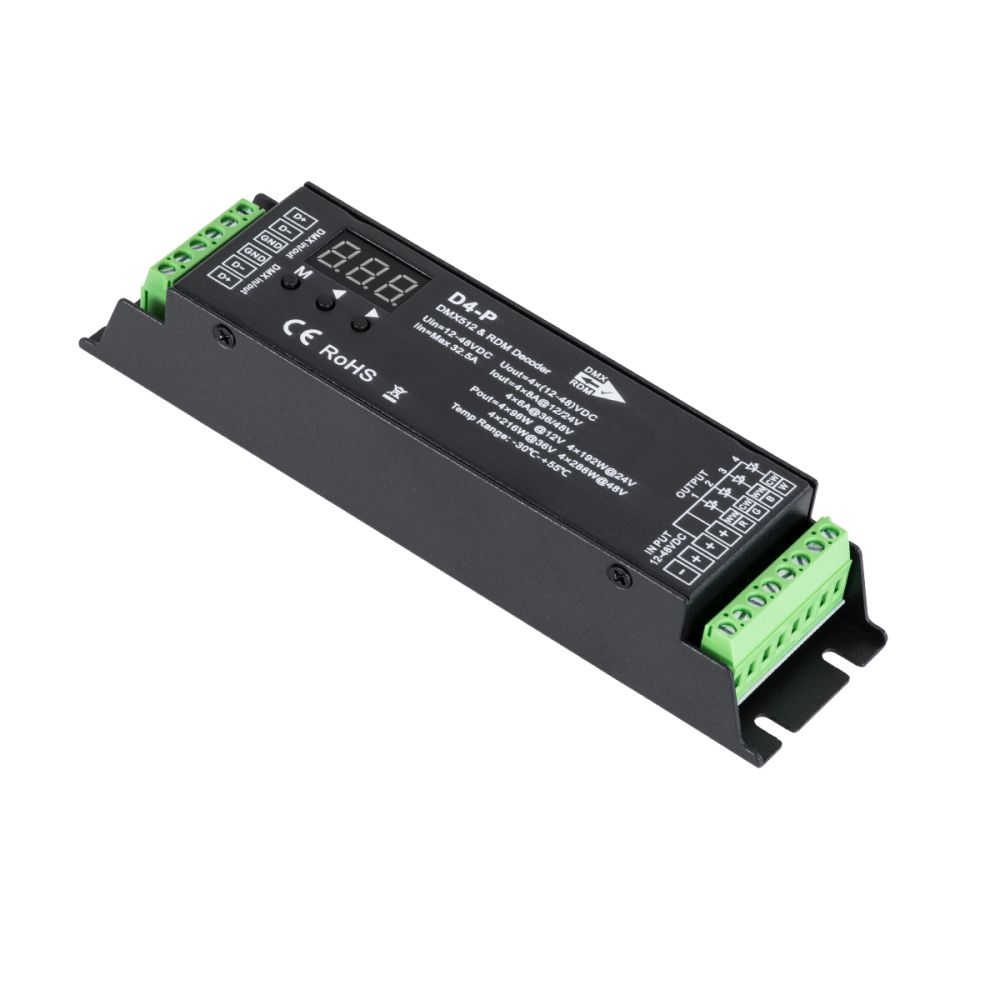 GLOBOSTAR® SKYDANCE-D4-P 70669 DC DMX Master Dimmer / Controller / Decoder Υψηλής Ταχύτητας με 4 x 8A 384W Κανάλια 12-48V 32.5A 1152W Max IP20 - DMX512 & RDM - Μ17.5 x Π4.5 x Υ2.8cm - 5 Χρόνια Εγγύηση