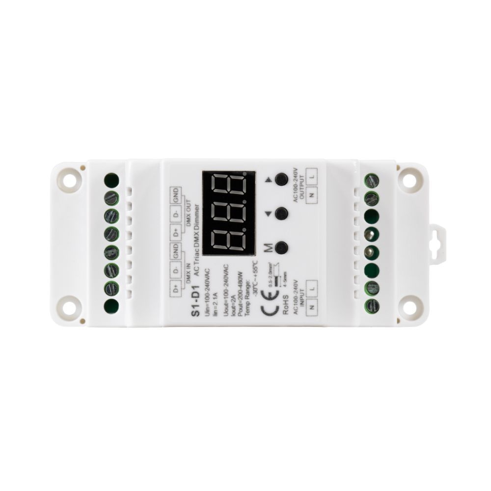 GLOBOSTAR® SKYDANCE-S1-D1 70672 AC Trailing Edge DMX Dimmer Ράγας με 1 x 2A 480W Κανάλι AC 220-240V 2A 480W Max IP20 - DMX512 & RDM - Μ11.5 x Π5 x Υ6.5cm - 5 Χρόνια Εγγύηση
