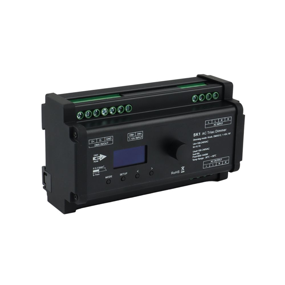 GLOBOSTAR® SKYDANCE-SK1 70674 AC Trailing Edge DMX Dimmer Ράγας με 1 x 6A 1440W Κανάλι AC 220-240V 6A 1440W Max IP20 - DMX512 & RDM - Μ16.8 x Π9.3 x Υ8cm - 5 Χρόνια Εγγύηση