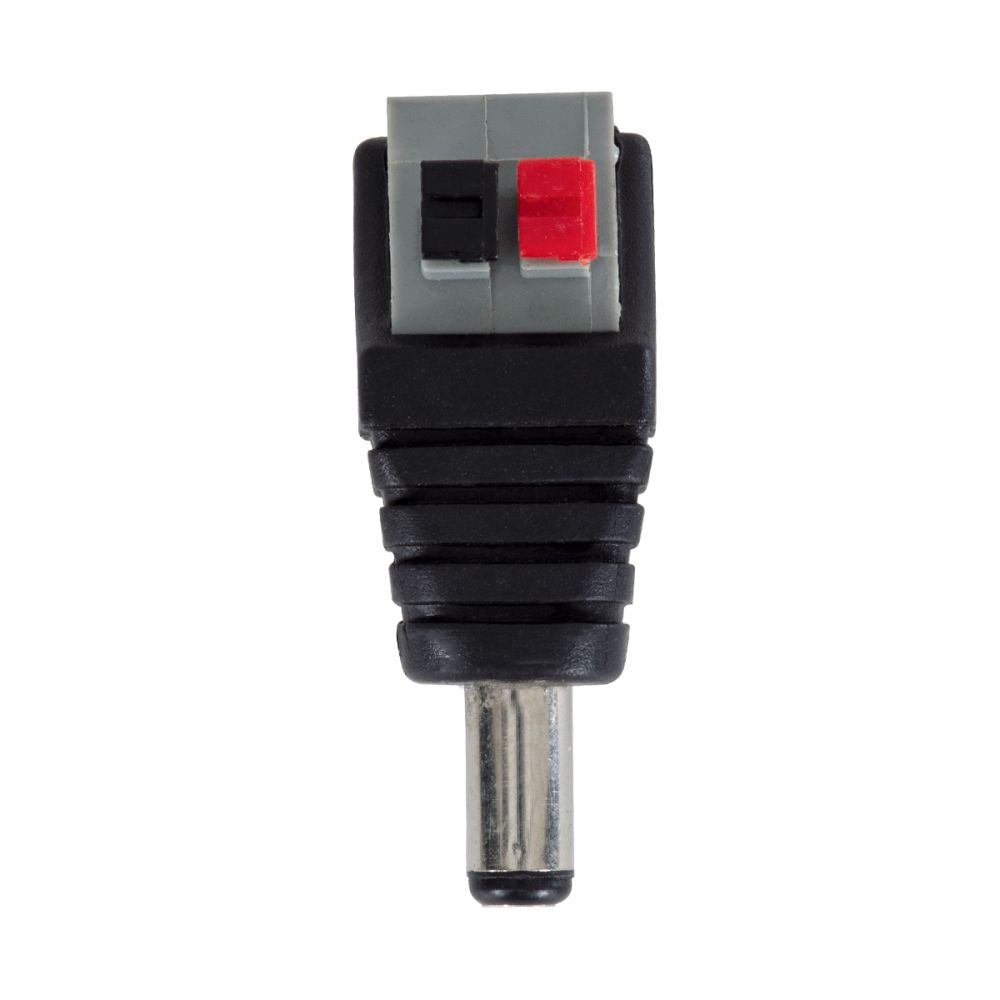 GLOBOSTAR® STRIPDC 70677 Ταχυσύνδεσμος DC Jack 5.5x2.1mm Αρσενικός σε Πατητή Κλέμα IP20 - Μαύρο - Μ4.1 x Π1.5 x Υ2cm