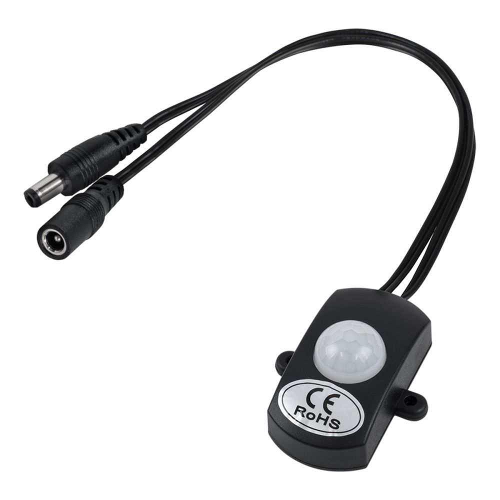 GLOBOSTAR® SENSORE 70693 Ανιχνευτής PIR / Αισθητήρας Κίνησης 180° DC 12-24V 6A 144W Max με Αρσενικό & Θηλυκό Ταχυσύνδεσμο DC Jack 5.5x2.1mm IP20 - Μ30 x Π4 x Υ2.3cm - 2 Χρόνια Εγγύηση