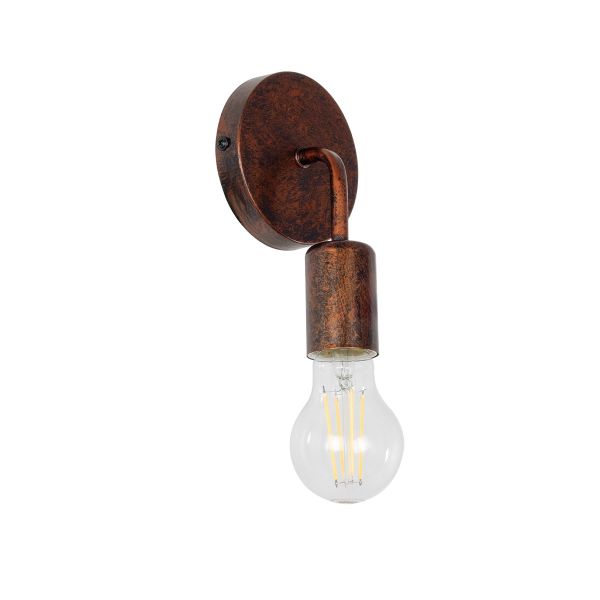 GLOBOSTAR® DON 01398 Vintage Φωτιστικό Τοίχου - Απλίκα με Ντουί 1 x E27 AC 220-240V IP20 - Χάλκινο Εφέ Σκουριάς - Μ10 x Π7 x Υ16cm
