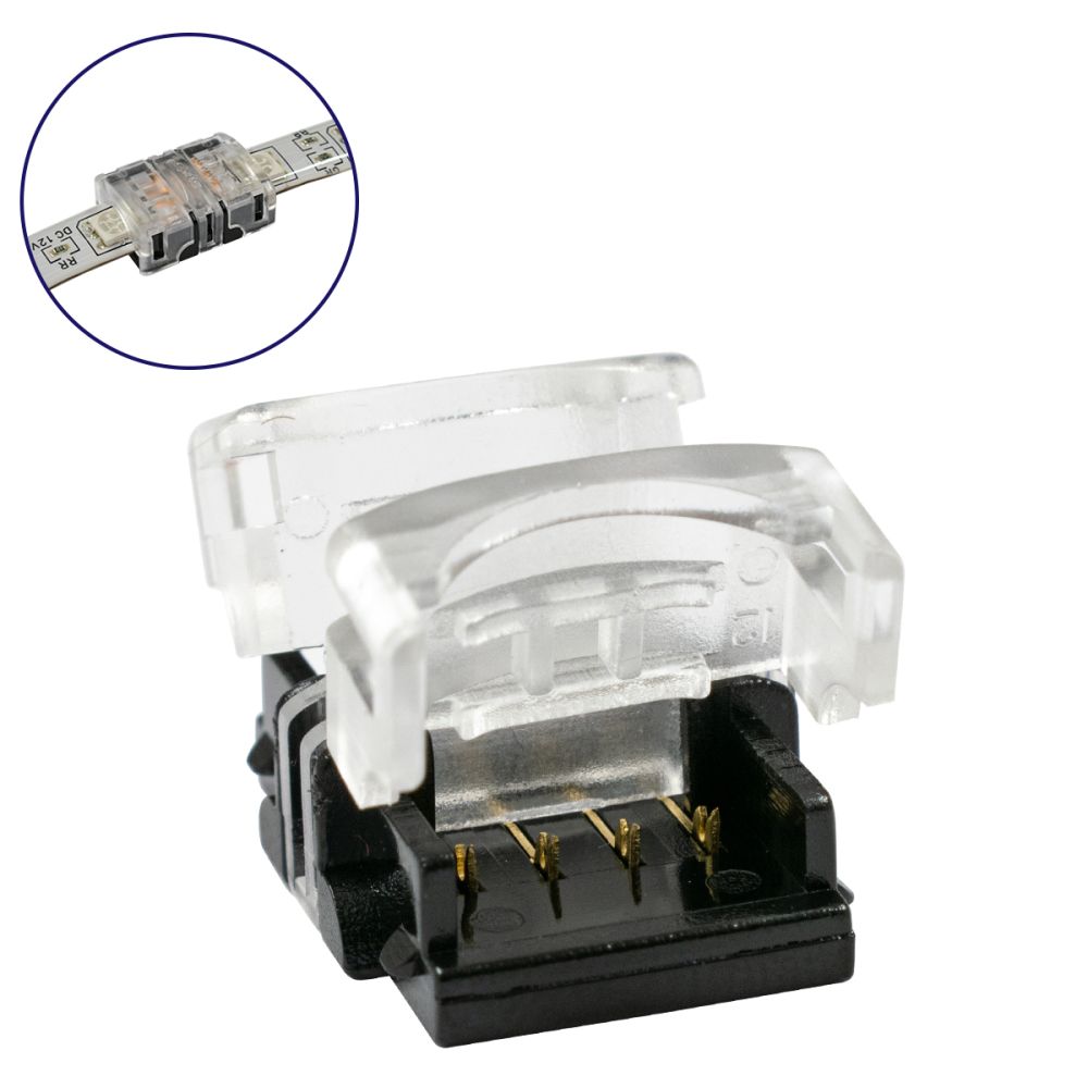 GLOBOSTAR® STRIPCON 70723 Ταχυσύνδεσμος για RGB Ταινία LED 10mm σε 10mm Αδιάβροχο IP65 - Διάφανο - Μ1.5 x Π1.9 x Υ0.8cm