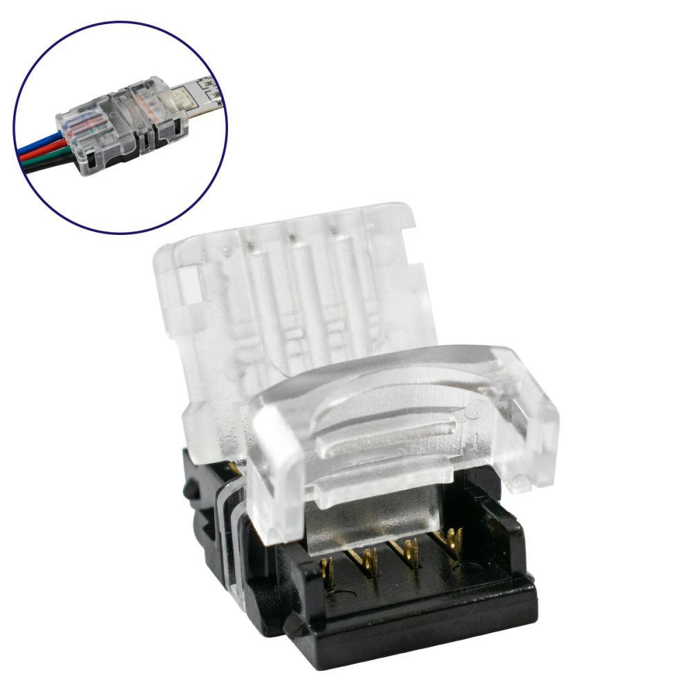 GLOBOSTAR® STRIPCON 70724 Ταχυσύνδεσμος για RGB Ταινία LED 10mm σε 4 Καλώδια Αδιάβροχο IP65 - Διάφανο - Μ1.5 x Π2.4 x Υ0.8cm
