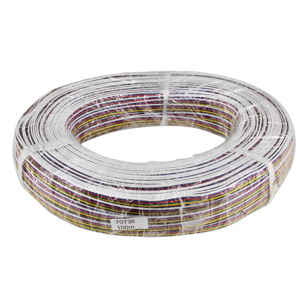 GLOBOSTAR® COLORCABLE 70738 Εύκαμπτο Πλακέ Καλώδιο 6 x 0.25mm² για Ταινία LED RGBW+WW IP20 - Πολύχρωμο - Μ100 x Π1.2 x Υ0.1cm