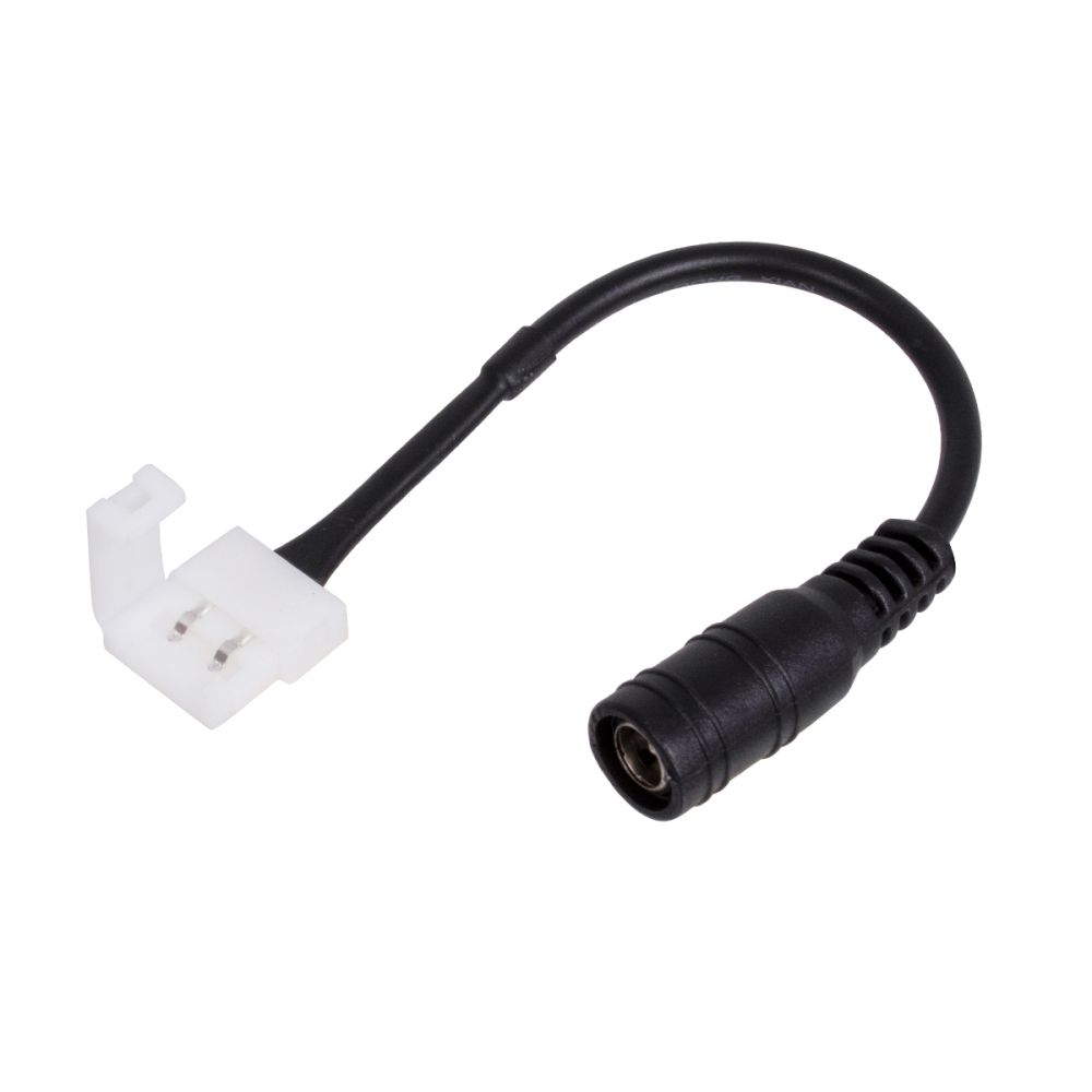 GLOBOSTAR® STRIPCON 70740 Ταχυσύνδεσμος για Μονόχρωμη Ταινία LED 10mm σε DC Jack 5.5x2.1mm Θηλυκό Σύνδεσμο IP20 - Λευκό - Μ15 x Π1.2 x Υ1.2cm