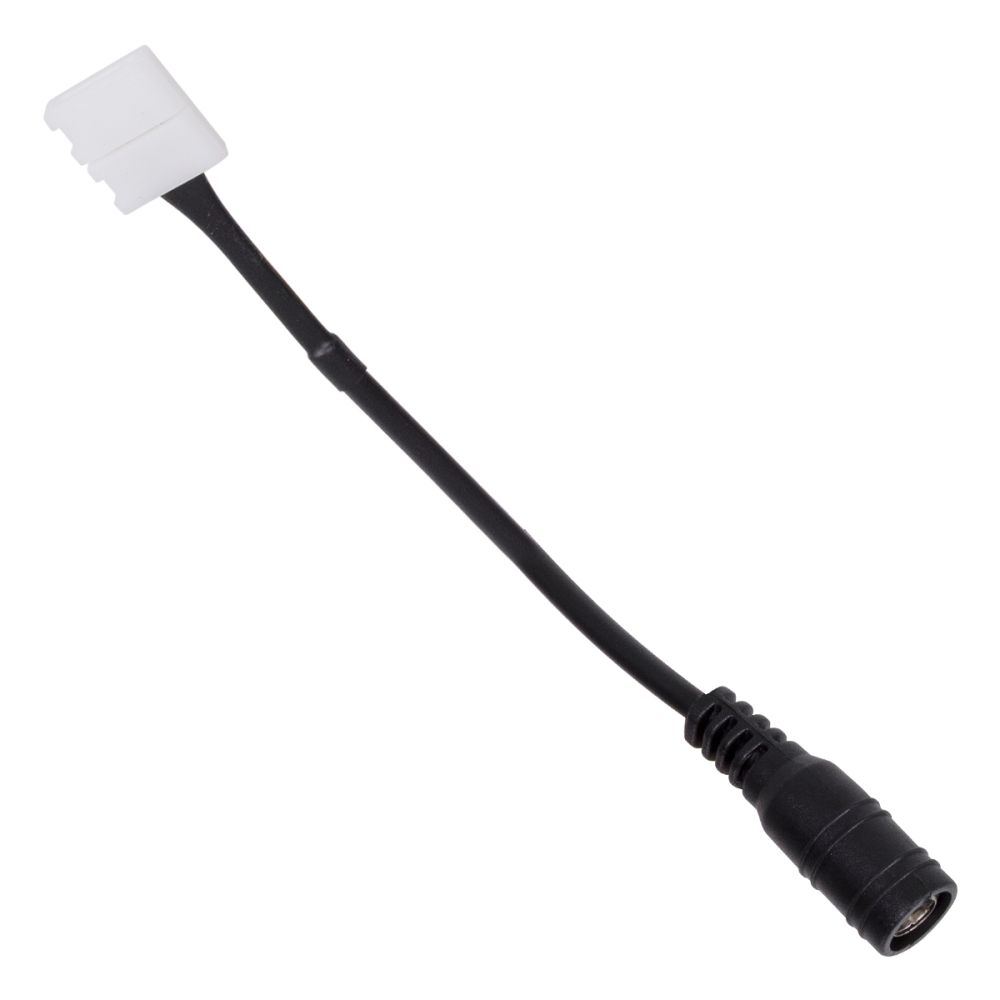 GLOBOSTAR® STRIPCON 70740 Ταχυσύνδεσμος για Μονόχρωμη Ταινία LED 10mm σε DC Jack 5.5x2.1mm Θηλυκό Σύνδεσμο IP20 - Λευκό - Μ15 x Π1.2 x Υ1.2cm