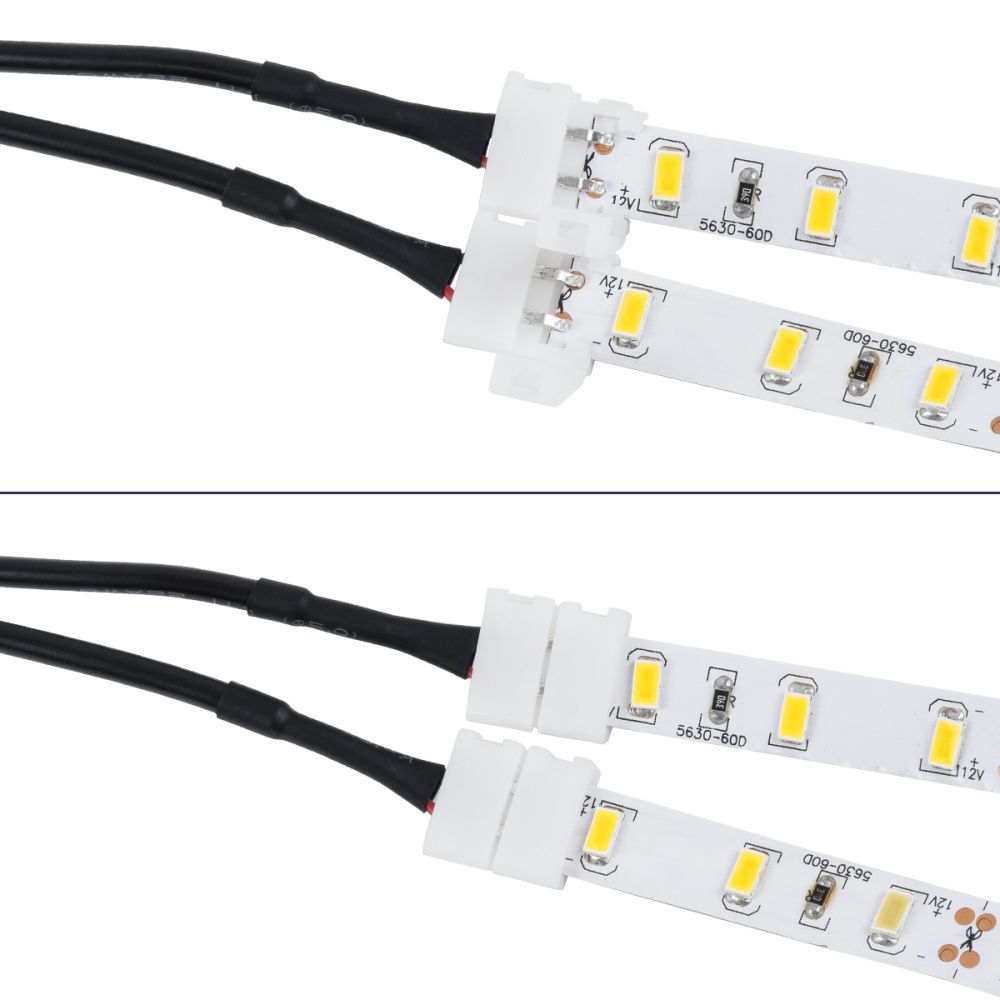 GLOBOSTAR® STRIPCON 70742 Ταχυσύνδεσμος για Μονόχρωμη Ταινία LED 2 x 10mm σε DC Jack 5.5x2.1mm Θηλυκό Σύνδεσμο IP20 - Λευκό - Μ32 x Π2 x Υ1cm