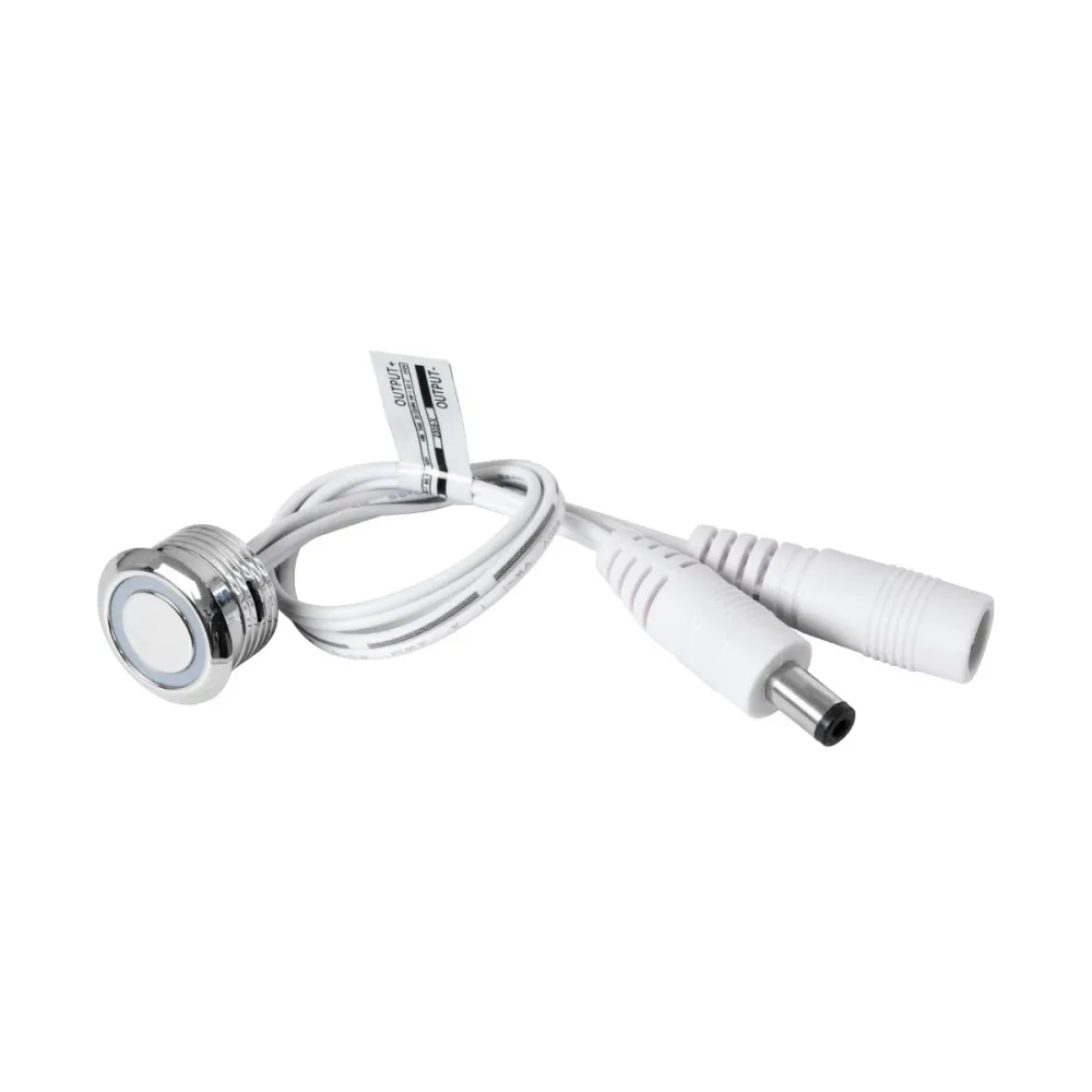 GLOBOSTAR® BUTTON 70793 Φωτιζόμενος Χωνευτός Διακόπτης Αφής On/Off & Push Dimming LED DC 12-24V 1 x 4A 96W Max IP20 Μπλε - Μ2 x Π2 x Υ1.2cm - 2 Χρόνια Εγγύηση