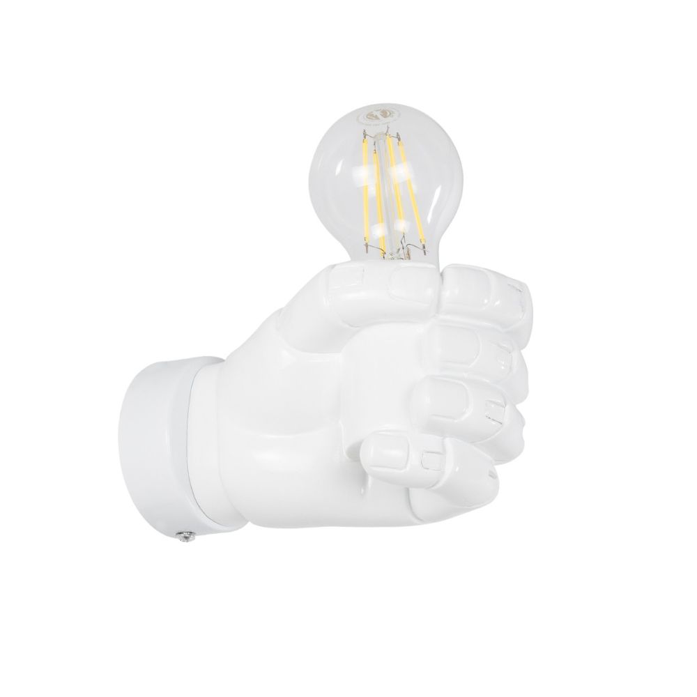 GLOBOSTAR® FIST 01137 Μοντέρνο Φωτιστικό Τοίχου - Απλίκα με Ντουί 1 x E27 AC 220-240V IP20 - Λευκό - Μ15 x Π10 x Υ10cm
