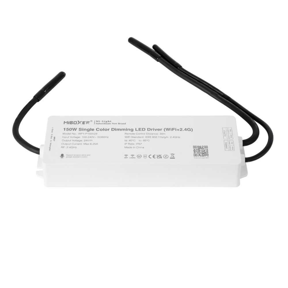 GloboStar® 71438 WP1-P150V24 Mi-BOXER DC Smart Wifi & RF 2.4Ghz & Push Dimming Power Supply Τροφοδοτικό SELV & Controller / Dimmer All in One AC100-240V σε DC 24V 1 x 6.25A 150W - Max 6.25A 150W - Αδιάβροχο IP67 Μ22.5 x Π7 x Υ3.5cm - 3 Years W