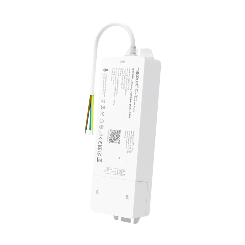 GloboStar® 71439 WL3-P75V24 Mi-BOXER DC Smart Wifi & RF 2.4Ghz & Push Dimming Power Supply Τροφοδοτικό SELV & Controller / Dimmer All in One 3 Καναλιών AC100-240V σε DC 24V 3 x 0.6A 14.4W - Max 3A 75W - IP20 RGB Μ19 x Π5.5 x Υ3.2cm - 5 Years W