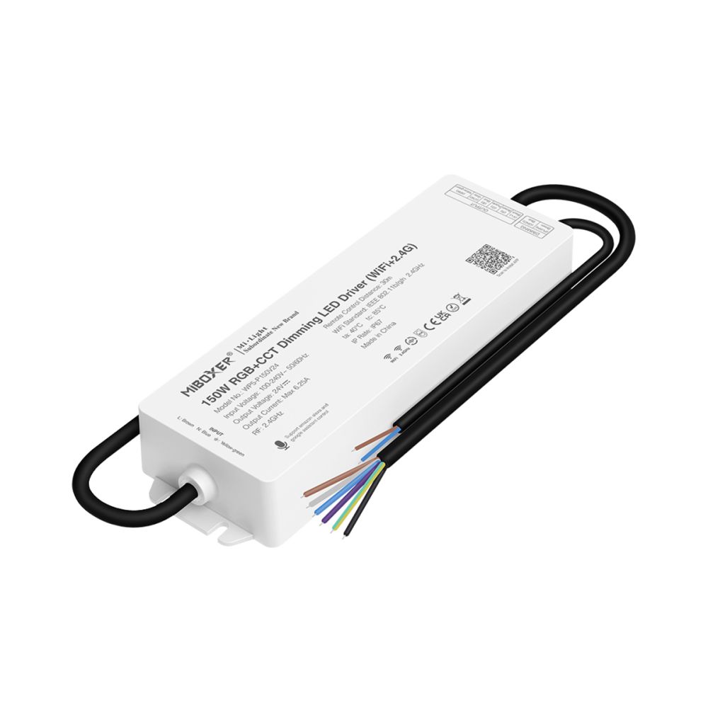 GloboStar® 71442 WP3-P150V24 Mi-BOXER DC Smart Wifi & RF 2.4Ghz Power Supply Τροφοδοτικό SELV & Controller / Dimmer All in One 3 Καναλιών AC100-240V σε DC 24V 3 x 2.1A 50W - Max 6.25A 150W - Αδιάβροχο IP67 RGB Μ22.5 x Π7.3 x Υ3.5cm - 5 Years Warra