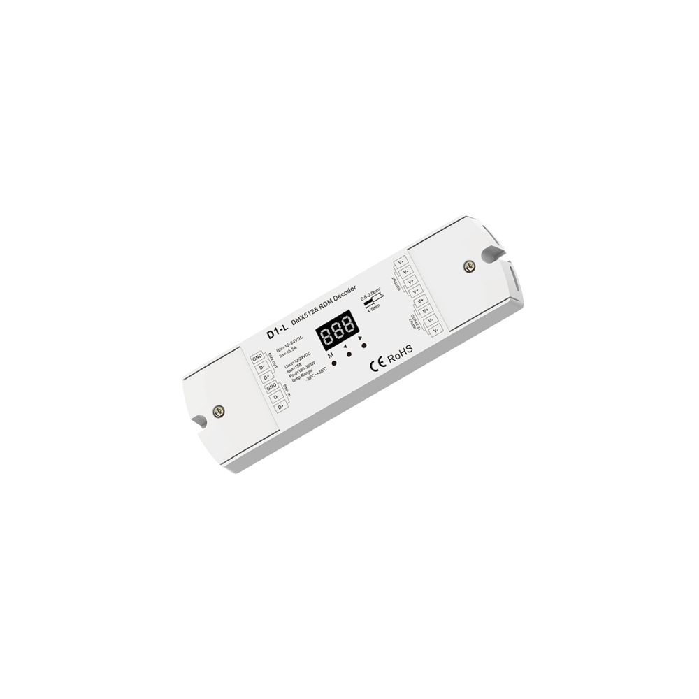 GLOBOSTAR® SKYDANCE-D1-L 71446 DC DMX Master Dimmer / Controller / Decoder Υψηλής Ταχύτητας με 1 x 15.5A 360W Κανάλια DC 12-24V 15.5A 360W Max IP20 - DMX512 & RDM - Μ17 x Π5 x Υ2.5cm - 5 Χρόνια Εγγύηση