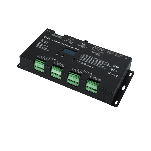 GloboStar® 71451 D12A SKYDANCE DC DMX & RDM Dimmer High Speed Controller / Decoder / Master 12 Καναλιών DC 12-24V 12 x 5A 120W - Max 60.5A 1440W - IP20 Μ25 x Π11.5 x Υ4cm - 5 Years Warranty