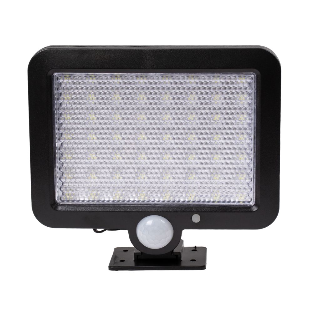 GLOBOSTAR® ZETA 71458 Προβολέας με Ανιχνευτή PIR / Αισθητήρα Κίνησης LED 10W 400lm 120° DC 5V με Φωτοβολταϊκό Panel 5V 1W & Επαναφορτιζόμενη Μπαταρία Li-ion 3.2V 2400mAh Αδιάβροχο IP65 Ψυχρό Λευκό 6000K - Sanan SMD Chip - Μαύρο - Μ15 x Π3.5 x Υ13cm - 