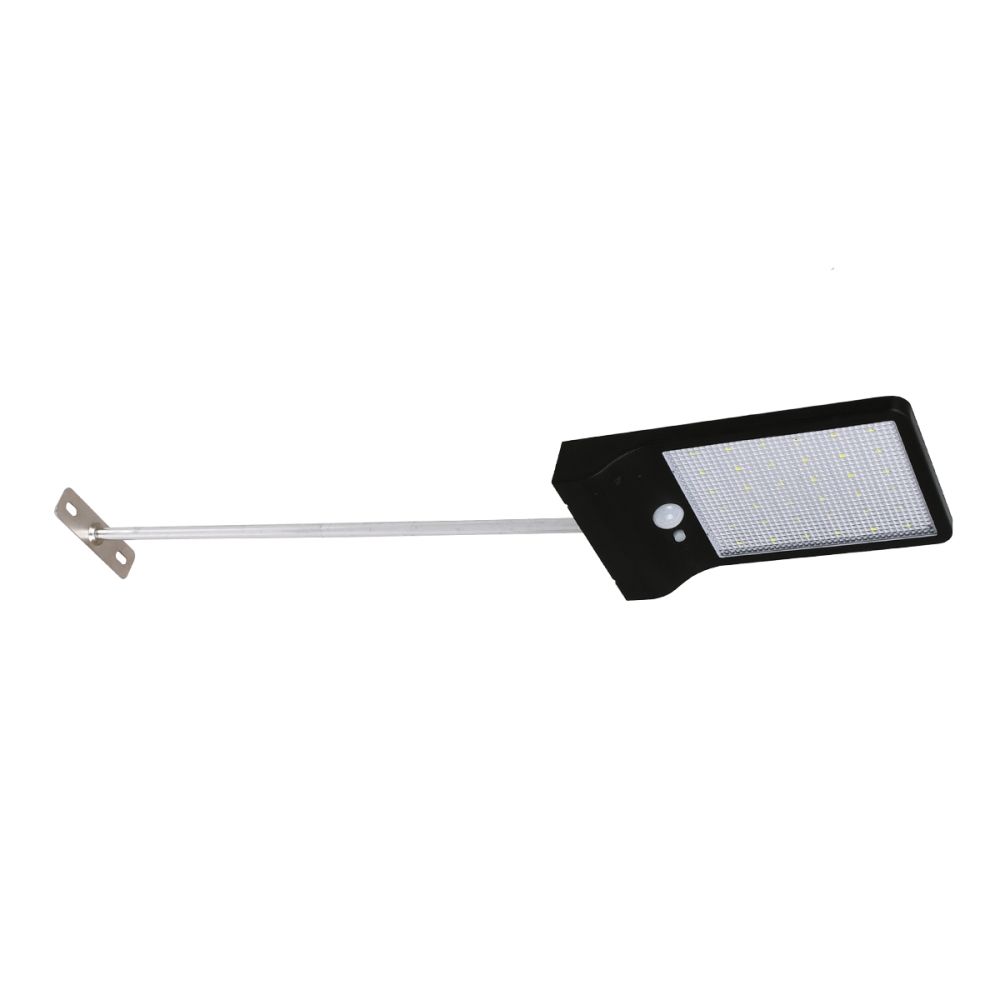 GLOBOSTAR® RASOL 71469 Προβολέας με Ανιχνευτή PIR / Αισθητήρα Κίνησης LED 4W 200lm 120° DC 5V με Φωτοβολταϊκό Panel 5V 0.3W & Επαναφορτιζόμενη Μπαταρία Li-ion 3.2V 2200mAh Αδιάβροχο IP65 Ψυχρό Λευκό 6000K - Sanan SMD Chip - Μαύρο - Μ18.5 x Π11 x Υ3cm 
