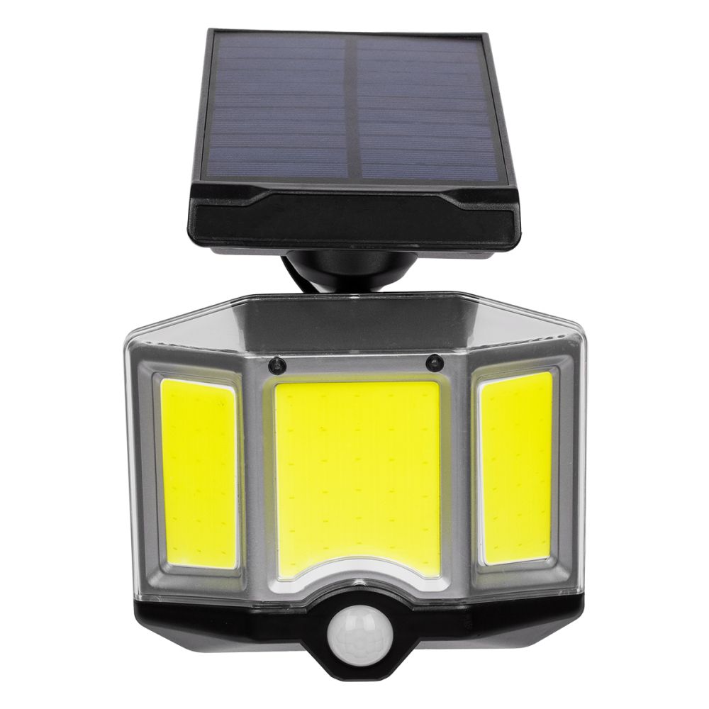 GLOBOSTAR® ORVION 71482 Προβολέας με IR Ασύρματο Χειριστήριο LED 20W 1000lm 120° DC 5V με Φωτοβολταϊκό Panel 5V 1W & Επαναφορτιζόμενη Μπαταρία Li-ion 3.2V 2400mAh Αδιάβροχο IP65 Ψυχρό Λευκό 6000K Dimmable - Sanan COB Chip - Μαύρο - Μ12.5 x Π3.5 x Υ10c