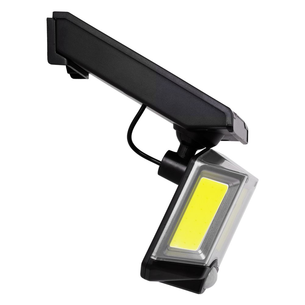 GLOBOSTAR® ORVION 71482 Προβολέας με IR Ασύρματο Χειριστήριο LED 20W 1000lm 120° DC 5V με Φωτοβολταϊκό Panel 5V 1W & Επαναφορτιζόμενη Μπαταρία Li-ion 3.2V 2400mAh Αδιάβροχο IP65 Ψυχρό Λευκό 6000K Dimmable - Sanan COB Chip - Μαύρο - Μ12.5 x Π3.5 x Υ10c