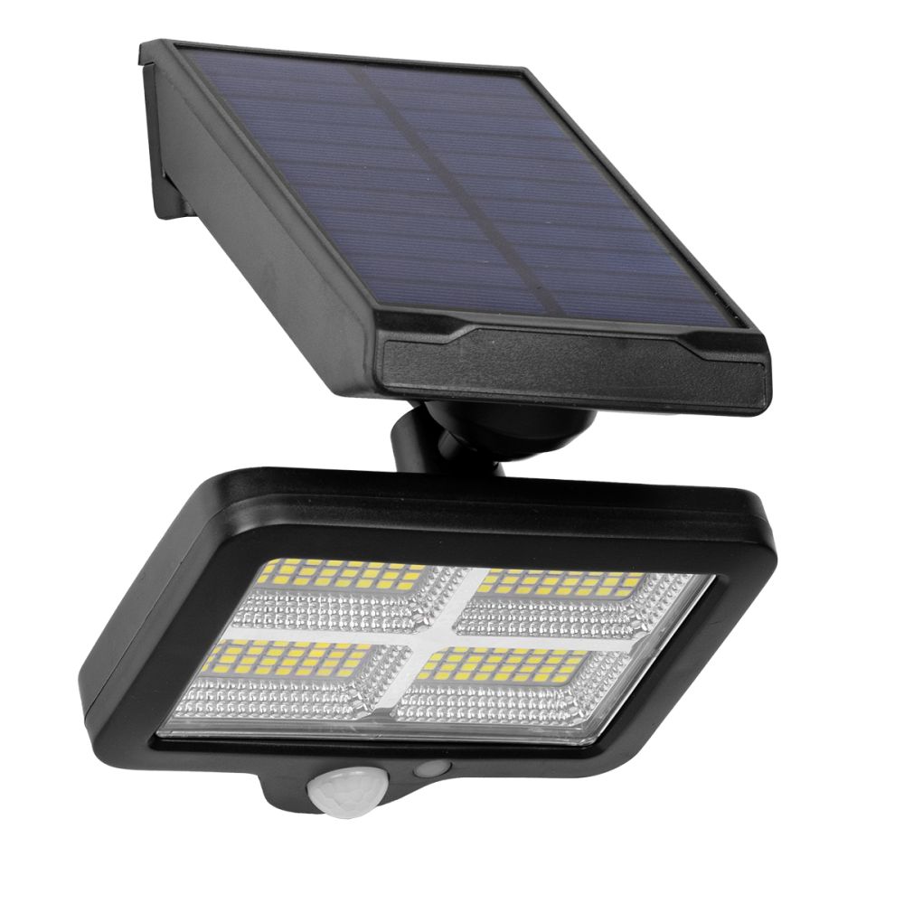 GLOBOSTAR® ORVION 71483 Προβολέας με IR Ασύρματο Χειριστήριο LED 20W 1000lm 120° DC 5V με Φωτοβολταϊκό Panel 5V 1W & Επαναφορτιζόμενη Μπαταρία Li-ion 3.2V 2400mAh Αδιάβροχο IP65 Ψυχρό Λευκό 6000K Dimmable - Sanan SMD Chip - Μαύρο - Μ12.5 x Π3.5 x Υ10c