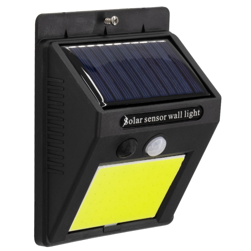 GLOBOSTAR® VELION 71495 Προβολέας με Ανιχνευτή PIR / Αισθητήρα Κίνησης LED 10W 500lm 120° DC 5V με Φωτοβολταϊκό Panel 5V 0.3W & Επαναφορτιζόμενη Μπαταρία Li-ion 3.2V 1200mAh Αδιάβροχο IP65 Ψυχρό Λευκό 6000K - Sanan COB Chip - Μαύρο - Μ9.6 x Π4.8 x Υ12