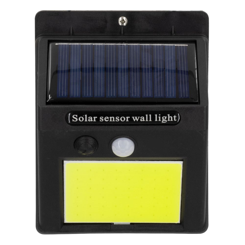 GLOBOSTAR® VELION 71495 Προβολέας με Ανιχνευτή PIR / Αισθητήρα Κίνησης LED 10W 500lm 120° DC 5V με Φωτοβολταϊκό Panel 5V 0.3W & Επαναφορτιζόμενη Μπαταρία Li-ion 3.2V 1200mAh Αδιάβροχο IP65 Ψυχρό Λευκό 6000K - Sanan COB Chip - Μαύρο - Μ9.6 x Π4.8 x Υ12