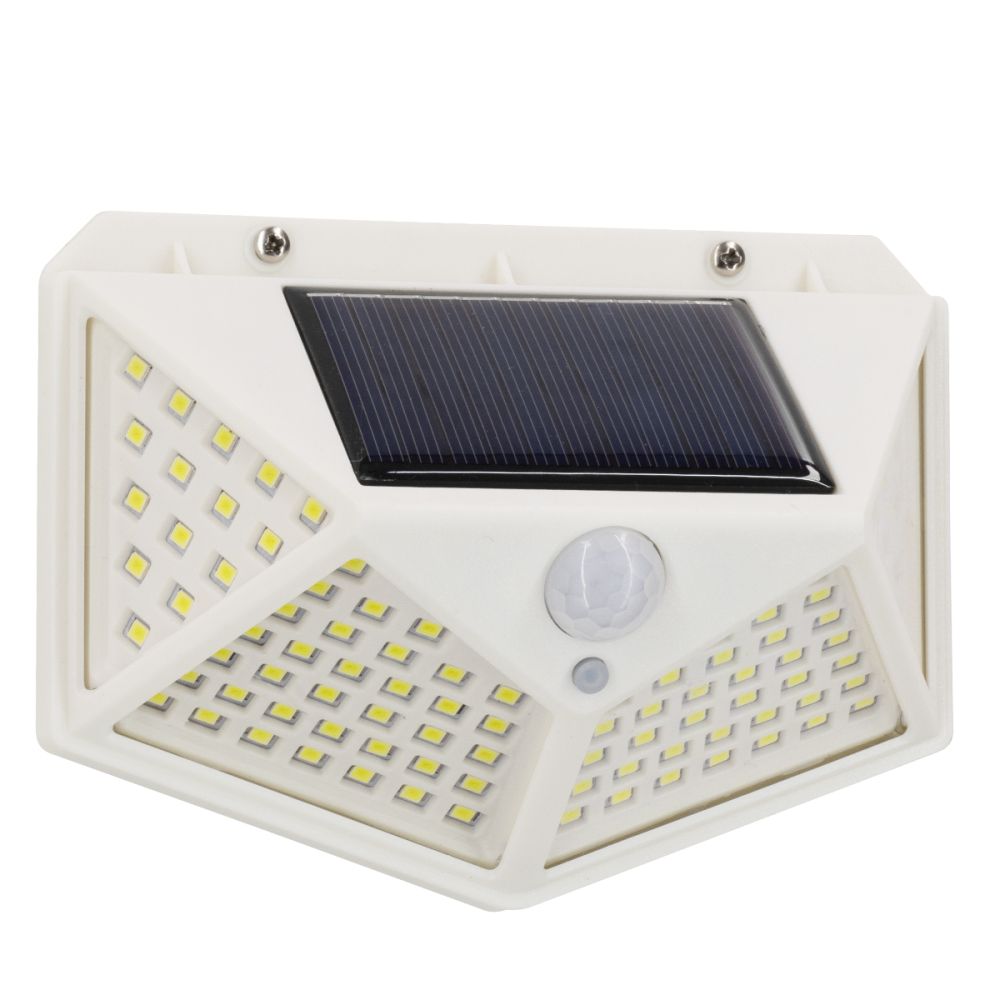GLOBOSTAR® NOVAQ 71498 Προβολέας με Ανιχνευτή PIR / Αισθητήρα Κίνησης LED 10W 500lm 180° DC 5V με Φωτοβολταϊκό Panel 5V 0.3W & Επαναφορτιζόμενη Μπαταρία Li-ion 3.2V 1200mAh Αδιάβροχο IP65 Ψυχρό Λευκό 6000K - Sanan SMD Chip - Λευκό - Μ13.6 x Π5.2 x Υ9.