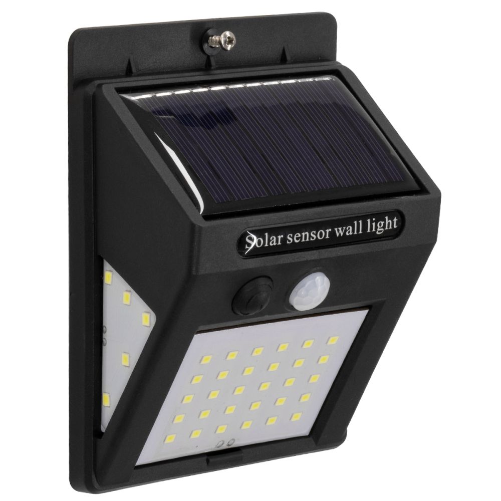 GLOBOSTAR® VELION 71501 Προβολέας με Ανιχνευτή PIR / Αισθητήρα Κίνησης LED 8W 400lm 180° DC 5V με Φωτοβολταϊκό Panel 5V 0.3W & Επαναφορτιζόμενη Μπαταρία Li-ion 3.2V 1200mAh Αδιάβροχο IP65 Ψυχρό Λευκό 6000K - Sanan SMD Chip - Μαύρο - Μ9.6 x Π4.8 x Υ12.