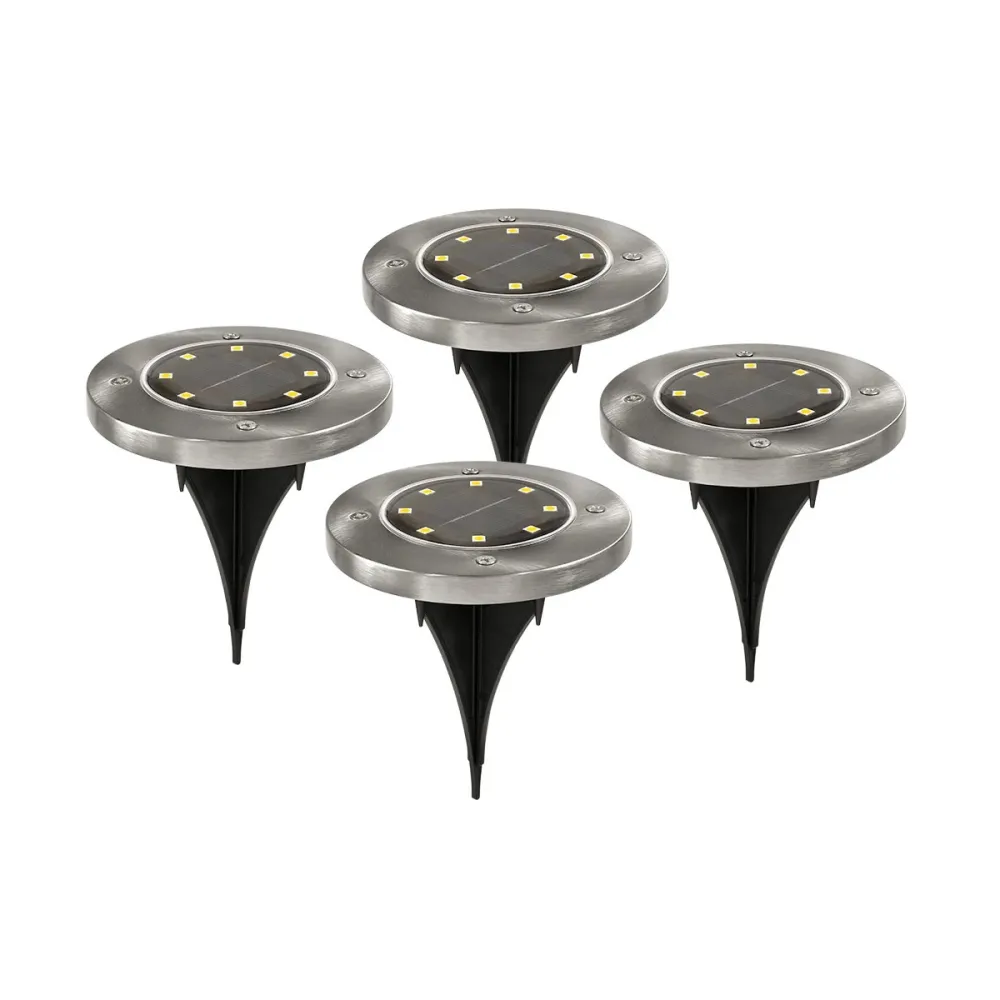 GloboStar® 71503 ΣΕΤ 4 Τεμαχίων Αυτόνομα Ηλιακά Φωτιστικά LED SMD 3W 170lm με Ενσωματωμένη Μπαταρία 600mAh - Φωτοβολταϊκό Πάνελ με Αισθητήρα Ημέρας-Νύχτας Αδιάβροχο IP65 Θερμό Λευκό 3000K