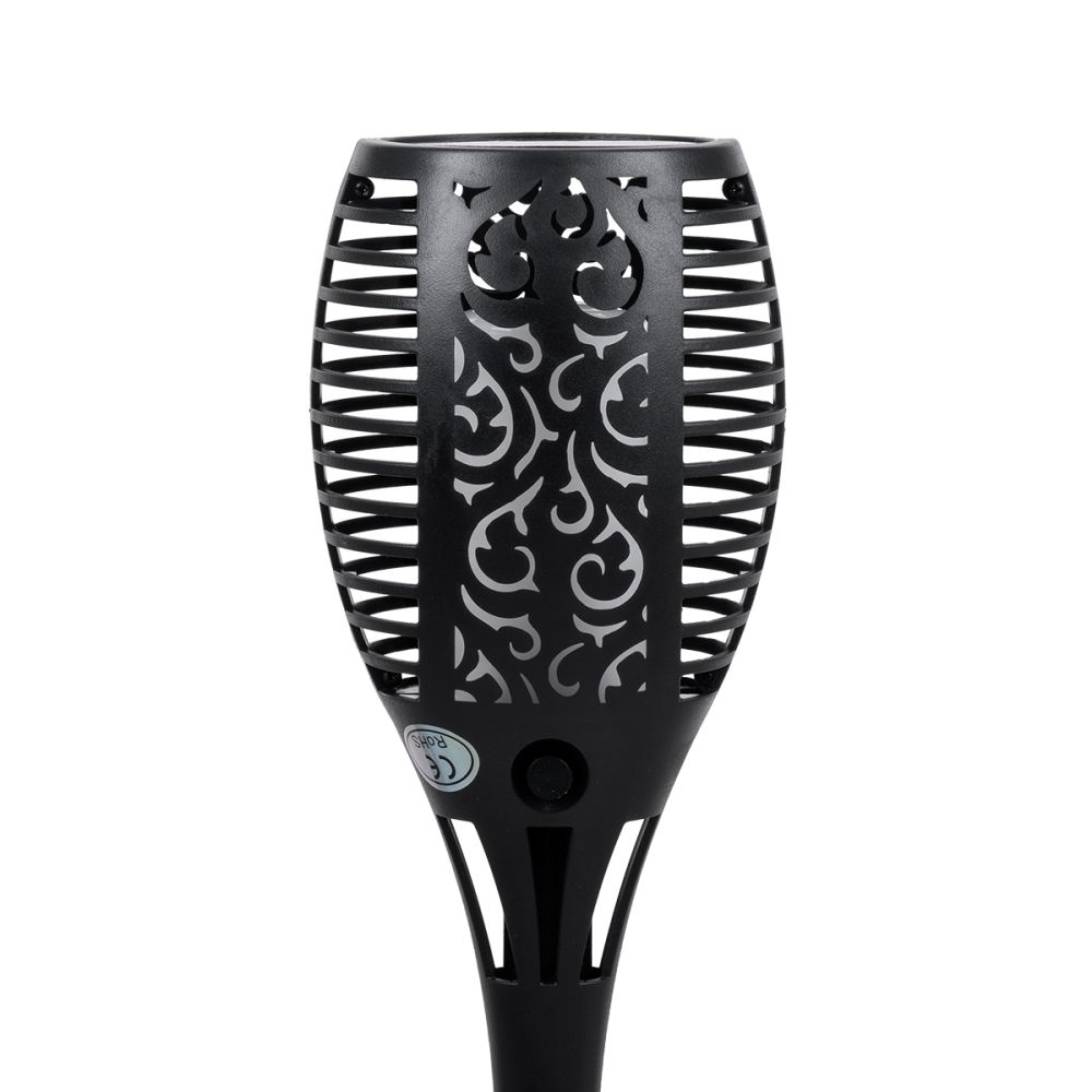 GLOBOSTAR® SOLARDECOR 71528 Διακοσμητικό Φωτιστικό Κήπου LED 4W 140lm 180° DC 5V με Φωτοβολταϊκό Panel 5V 0.2W & Επαναφορτιζόμενη Μπαταρία Li-ion 3.2V 800mAh Αδιάβροχο IP65 Ultra Θερμό Λευκό 1500-2000K με Εφέ Φλόγας - Μ9.5 x Π9.5 x Υ60cm - 2 Χρόνια Εγ