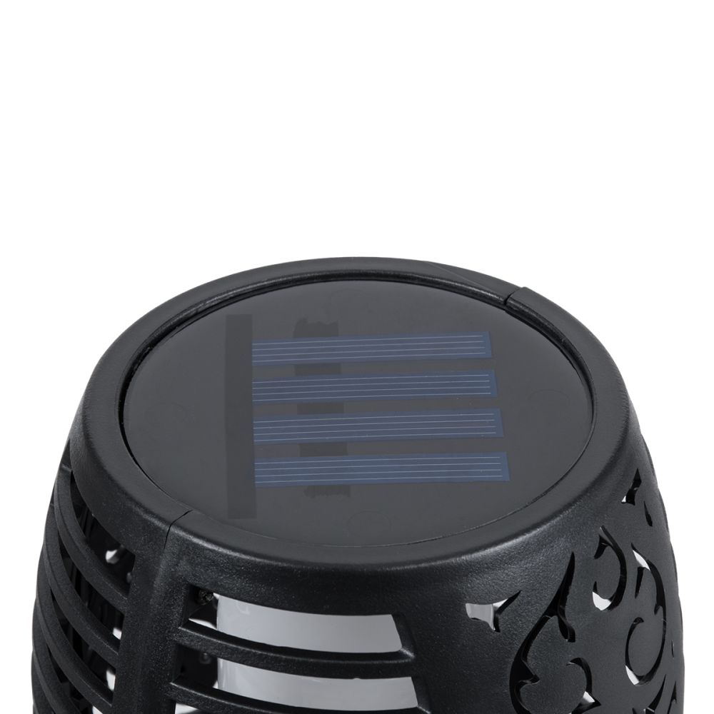 GLOBOSTAR® SOLARDECOR 71528 Διακοσμητικό Φωτιστικό Κήπου LED 4W 140lm 180° DC 5V με Φωτοβολταϊκό Panel 5V 0.2W & Επαναφορτιζόμενη Μπαταρία Li-ion 3.2V 800mAh Αδιάβροχο IP65 Ultra Θερμό Λευκό 1500-2000K με Εφέ Φλόγας - Μ9.5 x Π9.5 x Υ60cm - 2 Χρόνια Εγ