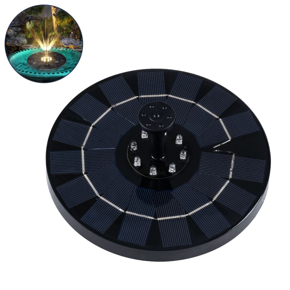 GLOBOSTAR® FOUNTAIN 71531 Διακοσμητικό Συντριβάνι LED 3W 120lm 120° DC 5V με Φωτοβολταϊκό Panel 5V 0.2W & Επαναφορτιζόμενη Μπαταρία Li-ion 3.2V 1500mAh Αδιάβροχο IP68 Θερμό Λευκό 2700K - Sanan Diode Chip - Μαύρο - 4 Μπέκ Ψεκασμού - Μ18 x Π18 x Υ8cm - 