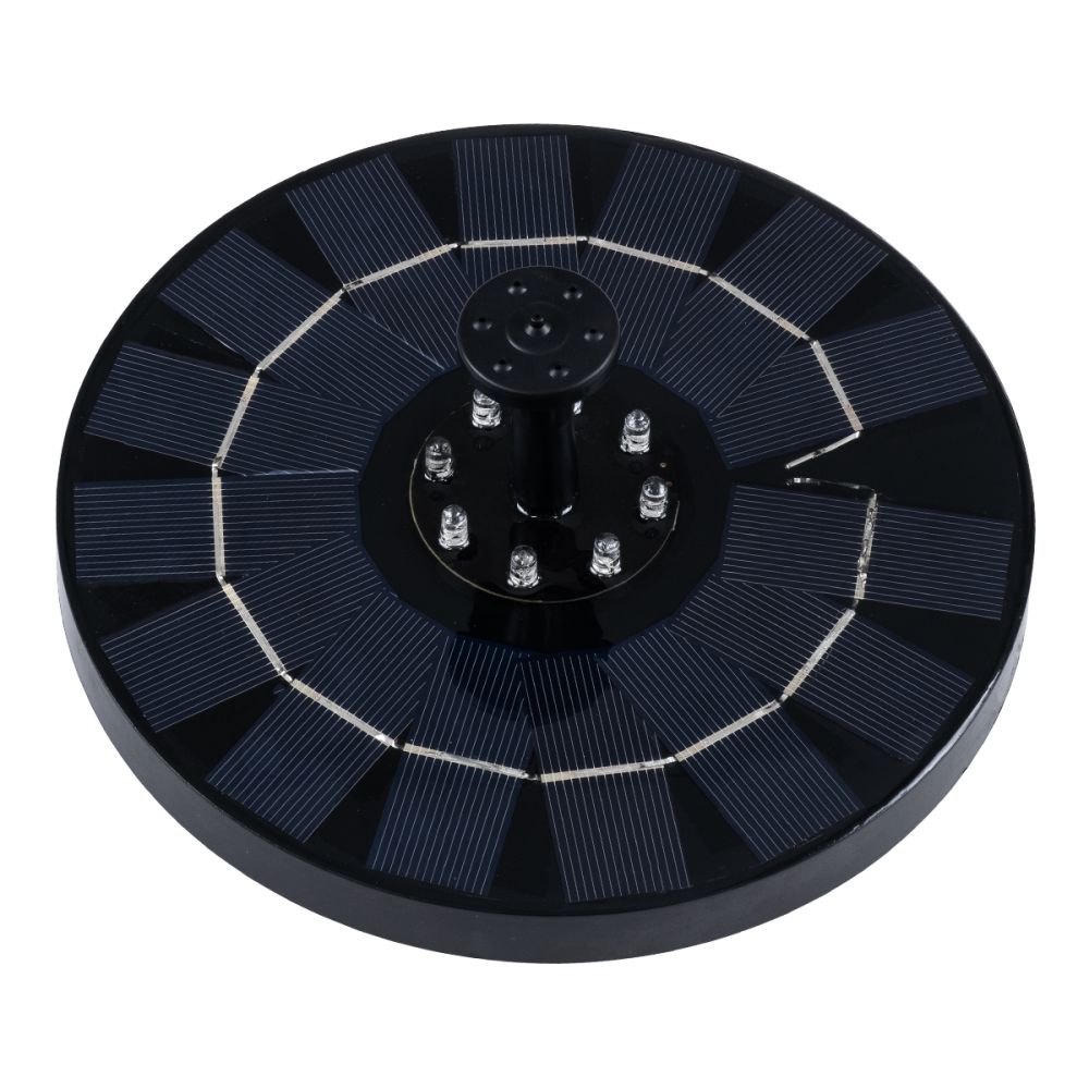 GLOBOSTAR® FOUNTAIN 71531 Διακοσμητικό Συντριβάνι LED 3W 120lm 120° DC 5V με Φωτοβολταϊκό Panel 5V 0.2W & Επαναφορτιζόμενη Μπαταρία Li-ion 3.2V 1500mAh Αδιάβροχο IP68 Θερμό Λευκό 2700K - Sanan Diode Chip - Μαύρο - 4 Μπέκ Ψεκασμού - Μ18 x Π18 x Υ8cm - 